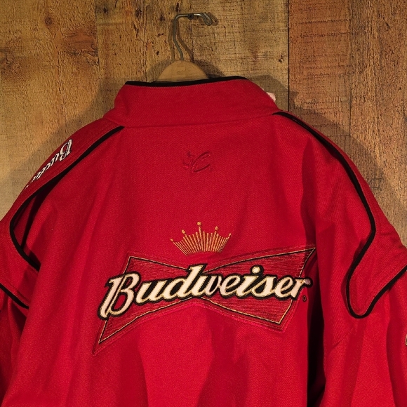 Chase Authentics Red Budweiser NASCAR Bomber Jacket Dale Earnhardt Jr. GIFT - Picture 12 of 14